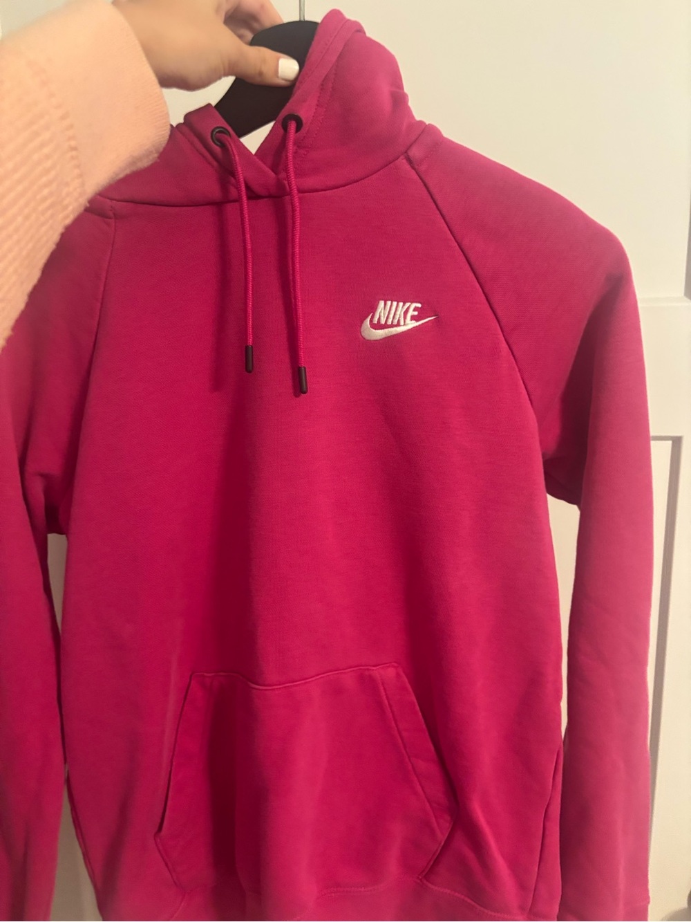 Nike Hot Pink Pullover Hoodie with White Swoosh
